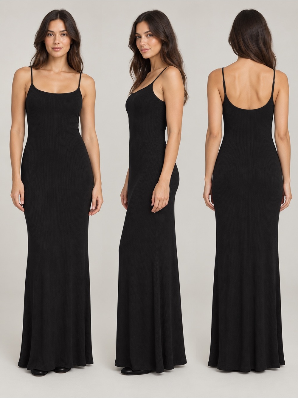 SKIMS Soft Lounge Long Slip Dress Black Ribbed Modal Maxi Size M NWOT